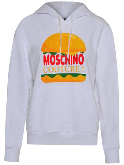 Women's Burger Logo Hooded Top White - MOSCHINO - BALAAN 2