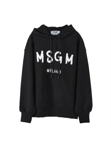 Brushed Logo Milano Hooded Top Black - MSGM - BALAAN.