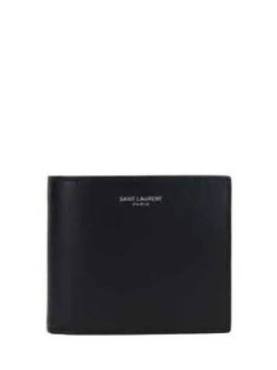 Smooth Leather Classic Logo Half Wallet Black - SAINT LAURENT - BALAAN 2