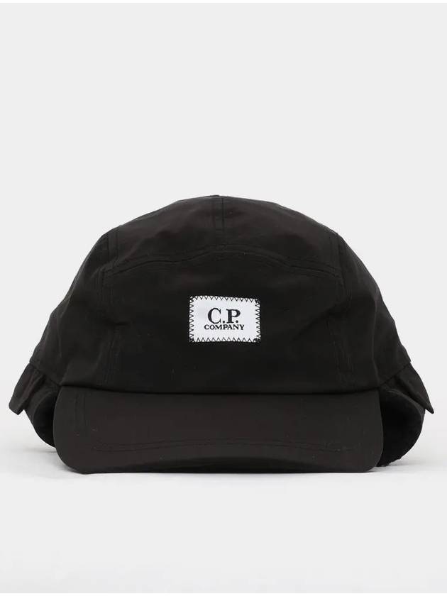 Chrome R Logo Patch Earflap Ball Cap Black - CP COMPANY - BALAAN 3