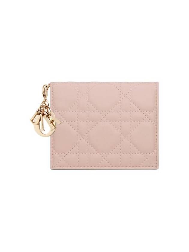 Lady Cannage Small Lambskin Half Wallet Powder Pink - DIOR - BALAAN 1