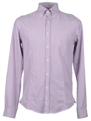 Purple Striped Button Down Shirt - GOLDEN GOOSE - BALAAN 1