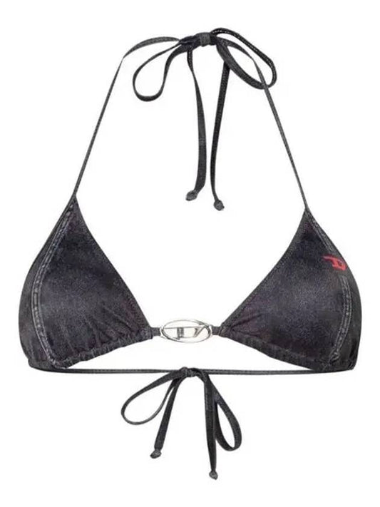 Women Bfb Sees T Denim Print Triangle Bikini Top Black - DIESEL - BALAAN 1