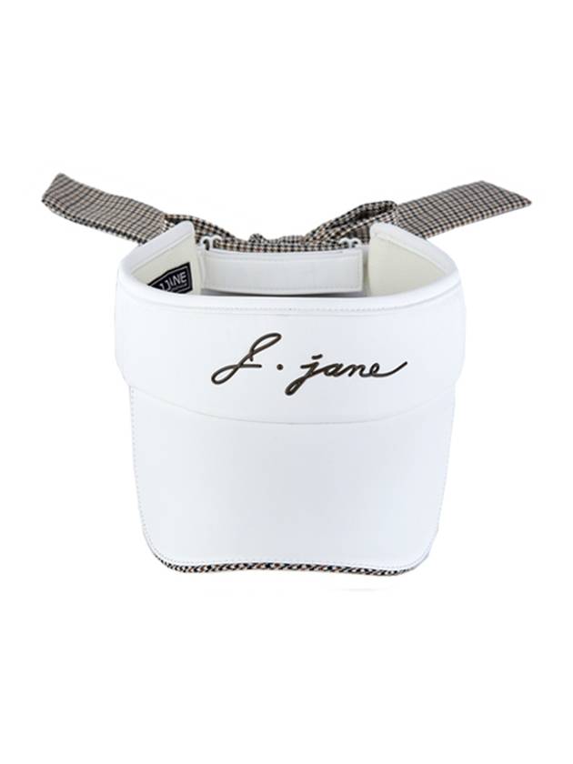 Golf Wear Check Ribbon Leather Suncap White - J JANE - BALAAN 2