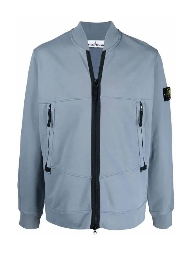 Wappen Patch Zip-up Bomber Jacket Blue Grey - STONE ISLAND - BALAAN 3