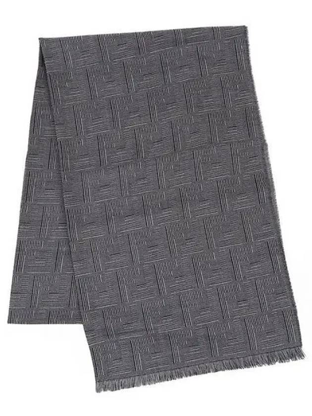 Men's All-Over Shadow Wool Silk Scarf Blue - FENDI - BALAAN 2