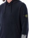 Tape For Print Brushed Cotton Fleece Hoodie Navy - STONE ISLAND - BALAAN 4