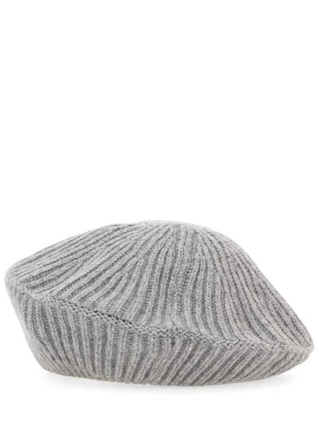 Logo Rib Edge Wool Beret Paloma Melange - GANNI - BALAAN 5