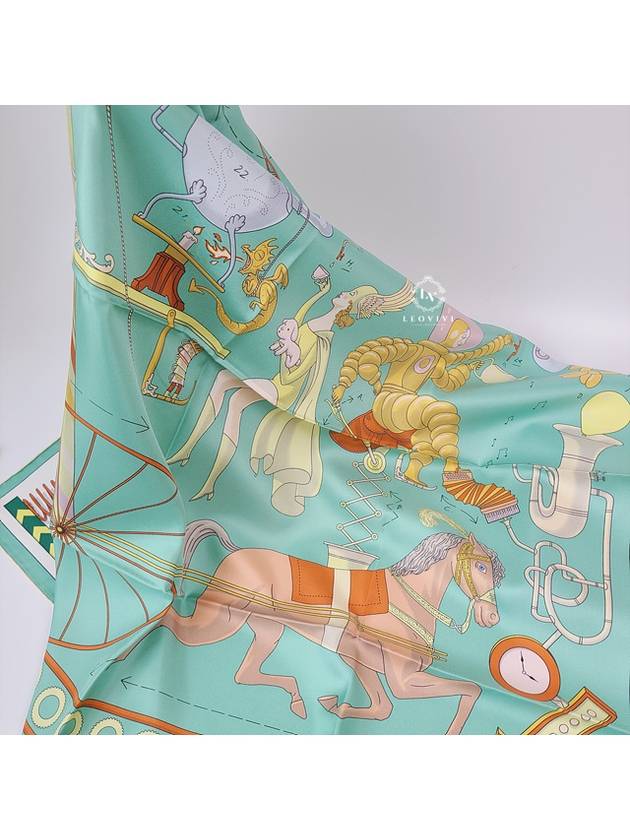 Tea For Two Silk 90 Scarf Jade Green - HERMES - BALAAN 8