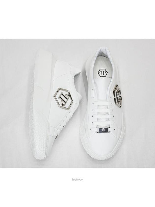 Metal Logo Statement Low-Top Sneakers White - PHILIPP PLEIN - BALAAN 2