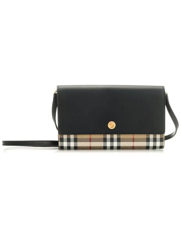 Detachable Strap Checked Leather Wallet Cross Bag Black - BURBERRY - BALAAN 3