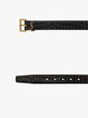 Cassandra Square Crocodile Leather Buckle Belt Black - SAINT LAURENT - BALAAN 3