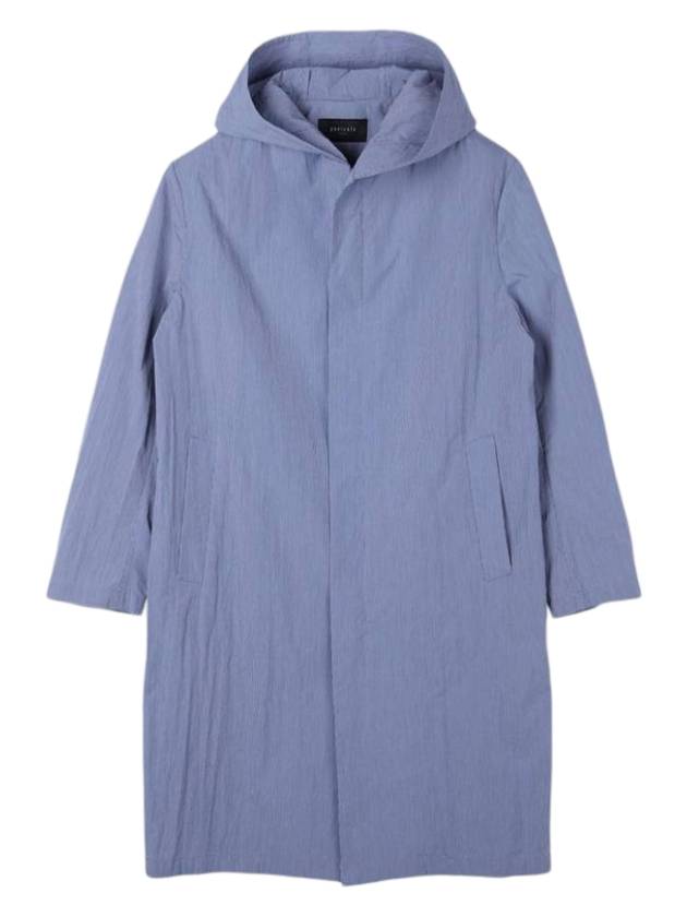 Striped Hooded Trench Coat Blue - PANICALE - BALAAN 1