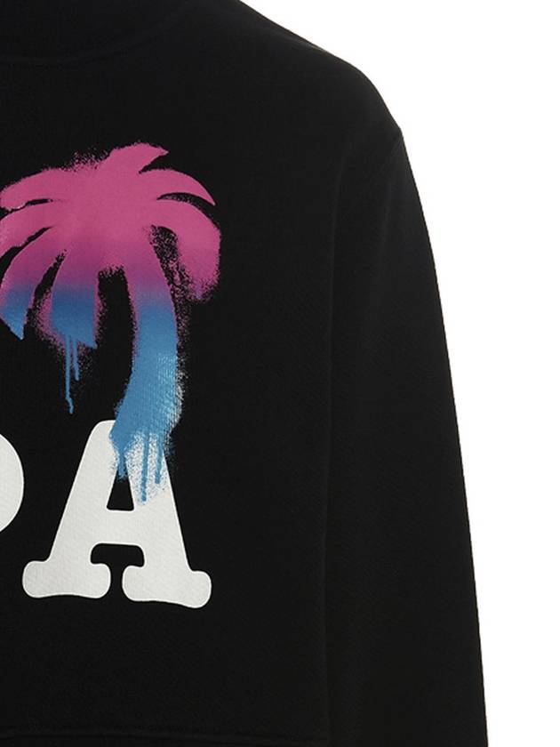 I LOVE PA Crew Neck Cotton Sweatshirt Black - PALM ANGELS - BALAAN 4