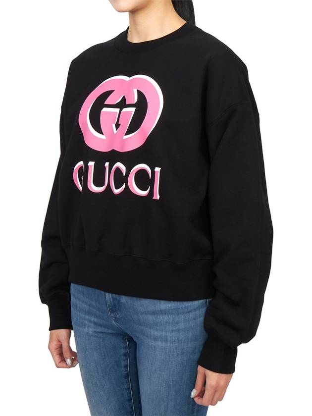 Jersey Print Cotton Sweatshirt Black - GUCCI - BALAAN 3