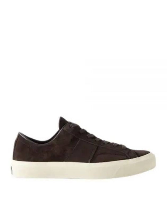 Logo Detail Suede Low Top Sneakers Brown - TOM FORD - BALAAN 2