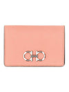 Gancini Leather Card Wallet Coral - SALVATORE FERRAGAMO - BALAAN 1