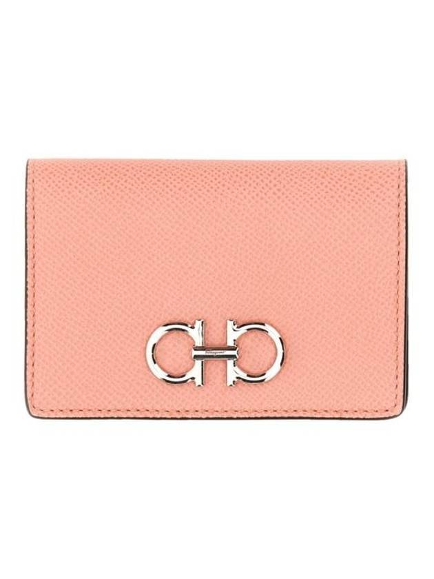 Gancini Leather Card Wallet Coral - SALVATORE FERRAGAMO - BALAAN 1