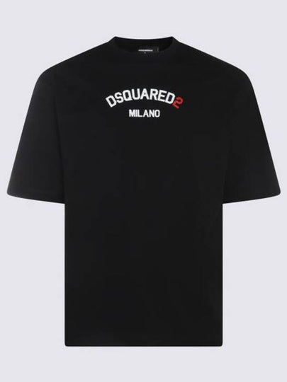 Logo Print Short Sleeve T Shirt Black - DSQUARED2 - BALAAN 2