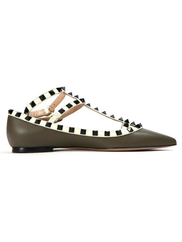 Rockstud Flats Dark Khaki - VALENTINO - BALAAN 1