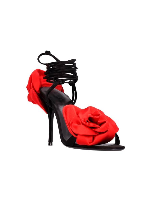 RE23 FLOWER SHOES BLACK SATIN RED FLOWER - MAGDA BUTRYM - BALAAN 2