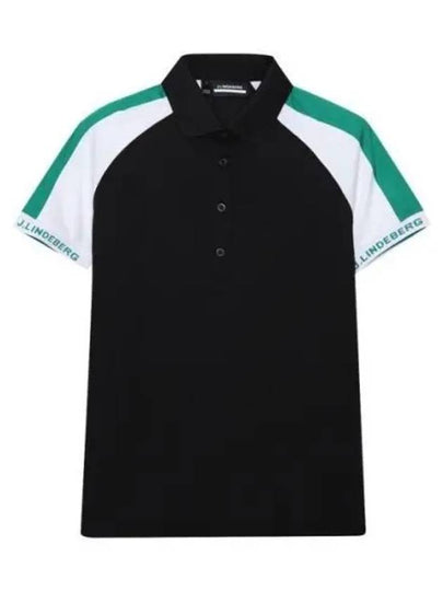 Women's Perinne Short Sleeve Polo Shirt Black - J.LINDEBERG - BALAAN 2