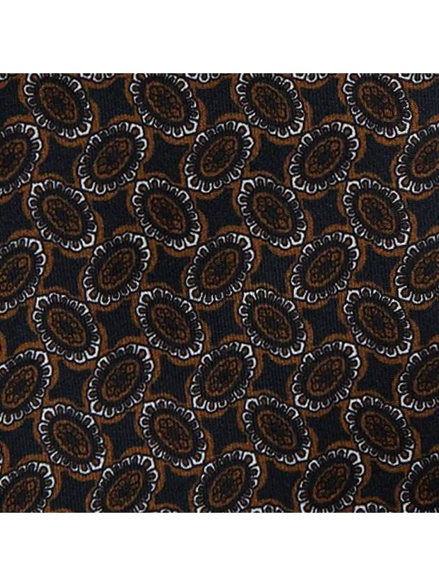 Como Silk Spoderato Flower Bean All-Over Tie Navy Brown - MANNERGRAM - BALAAN 6