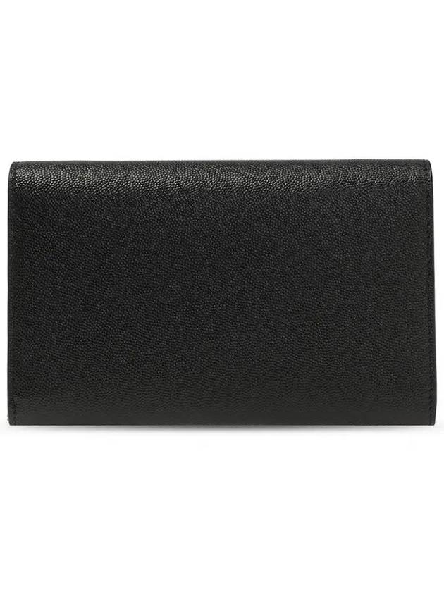 Monogram Uptown Chain Embossed Leather Long Wallet Black - SAINT LAURENT - BALAAN 4