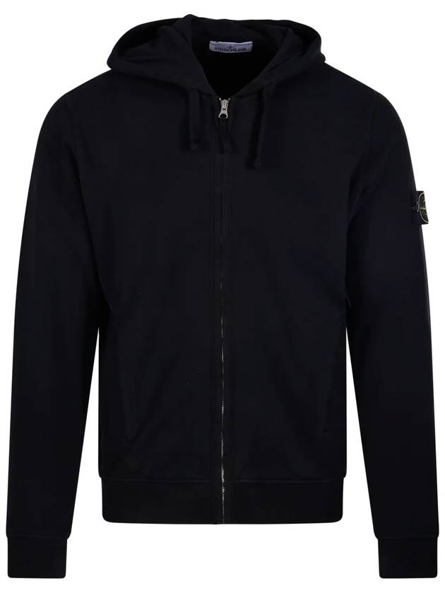 Logo Cotton Zip-Up Hoodie Black - STONE ISLAND - BALAAN 3