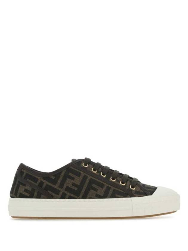 Domino FF Fabric Low Top Sneakers Brown - FENDI - BALAAN 2