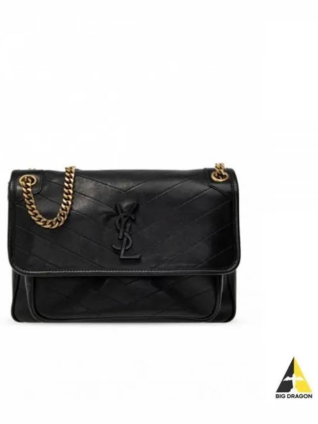 Nikki Medium Leather Shoulder Bag Black - SAINT LAURENT - BALAAN 2