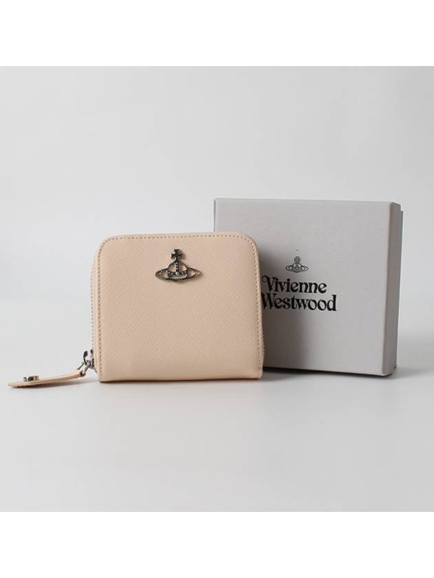 Saffiano Medium Zipper Half Wallet Ivory - VIVIENNE WESTWOOD - BALAAN 5