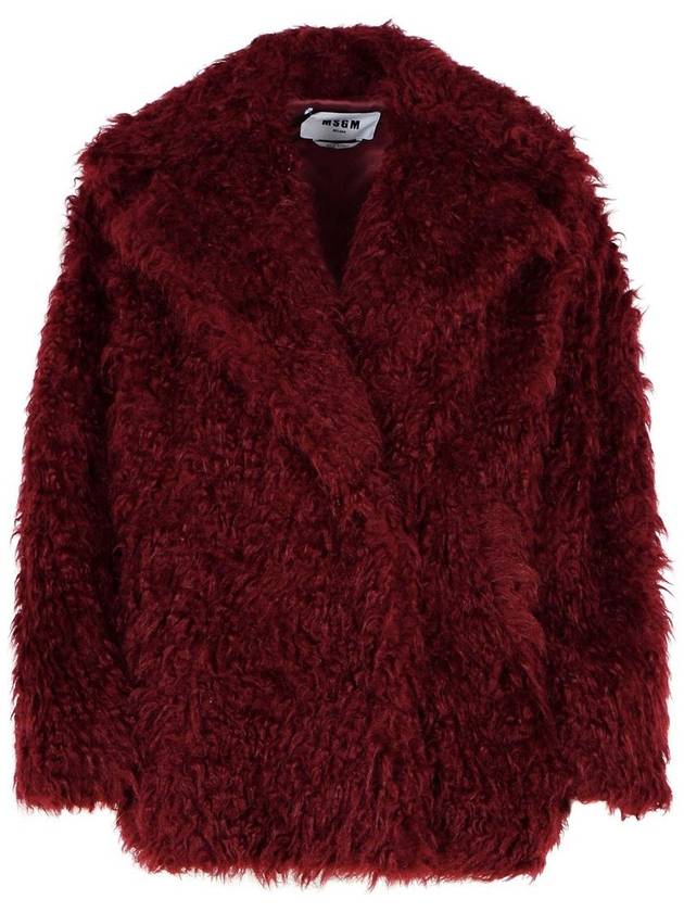 Msgm Burgundy Acrylic Blend Coat - MSGM - BALAAN 1