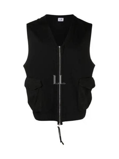 Heavy Jersey Mix Zipper Vest Black - CP COMPANY - BALAAN 2