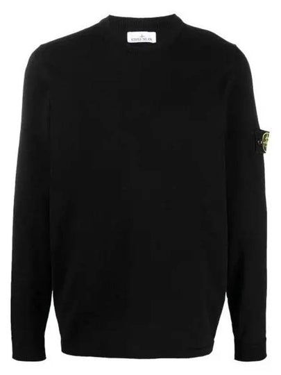 Raw Hand Cotton Crewneck Knit Top Black - STONE ISLAND - BALAAN 2