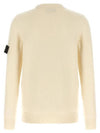 Logo Patch Lambswool Crewneck Knit Top Natural - STONE ISLAND - BALAAN 3