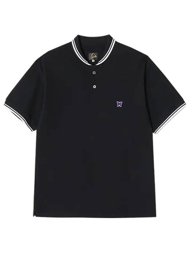 Embroidered Logo Short Sleeve Polo Shirt Black - NEEDLES - BALAAN 4