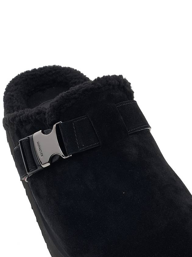 MON Suede Slippers Black - MONCLER - BALAAN.