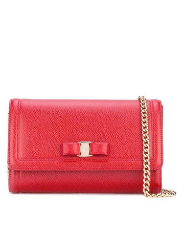 Vara Bow Leather Shoulder Bag Red - SALVATORE FERRAGAMO - BALAAN 1