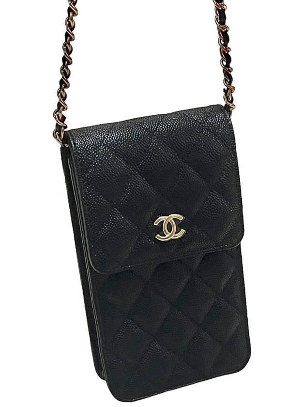 Classic Caviar Ribbon Chain Phone Holder Cross Bag AP3307 - CHANEL - BALAAN 3