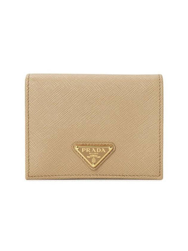 Gold Hardware Triangle Logo Saffiano Half Wallet Powder Pink - PRADA - BALAAN 1