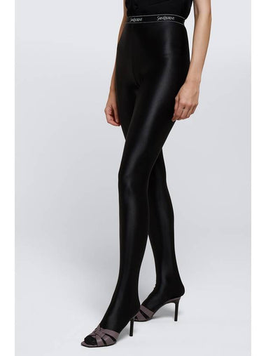 Shiny Jersey Tights 7 Leggings Black - SAINT LAURENT - BALAAN 1