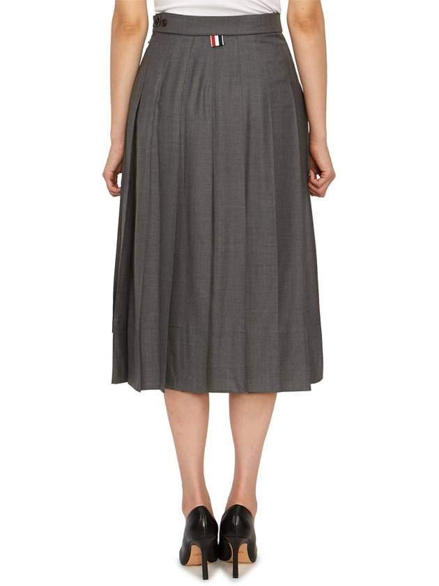 Super 120S Twill Below Knee Pleated Skirt Medium Grey - THOM BROWNE - BALAAN 5