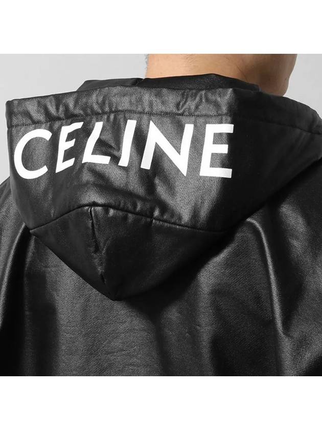 Laminated Fleece Oversized Zip-up Hoodie Black - CELINE - BALAAN 3