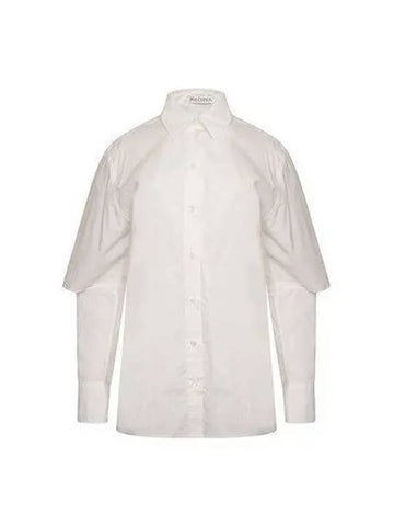 Women s Cutout Sleeve Long Shirt White SH0204 PG0587 - JW ANDERSON - BALAAN 1