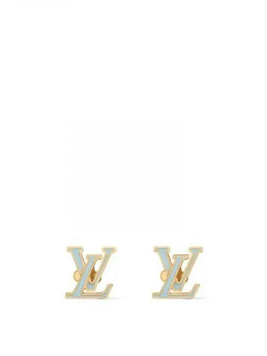 LV Iconic Enamel Earrings Gold Blue - LOUIS VUITTON - BALAAN 2