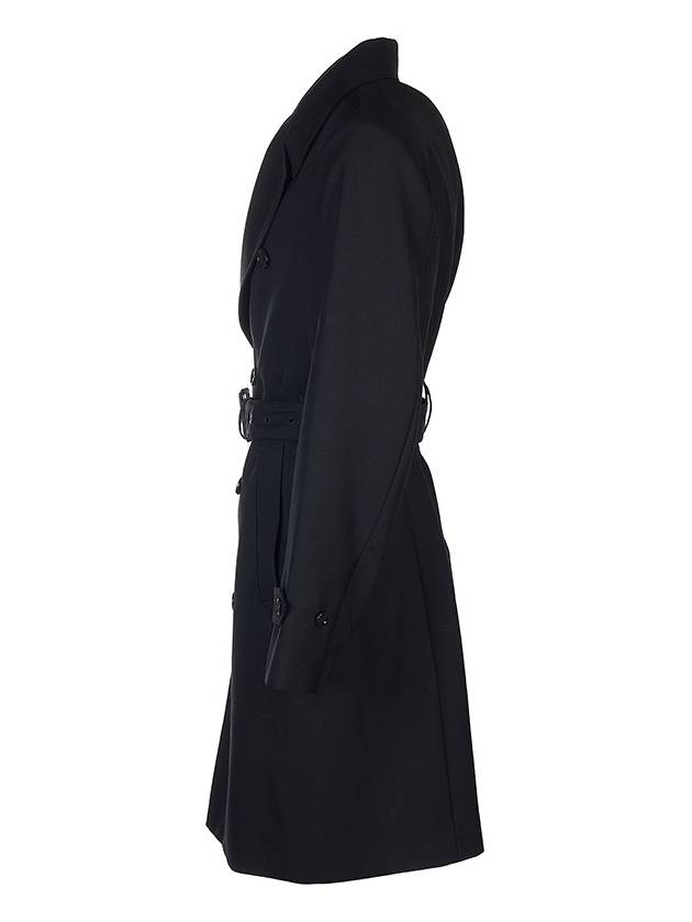 Men's Wool Trench Coat Black - DOLCE&GABBANA - BALAAN.