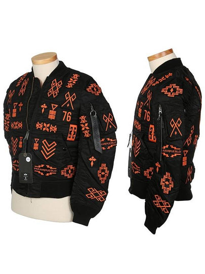 3105 1018 Men's ALPHA Embroidery Signature Aviation Jumper Bomber Jacket - MARCELO BURLON - BALAAN 2