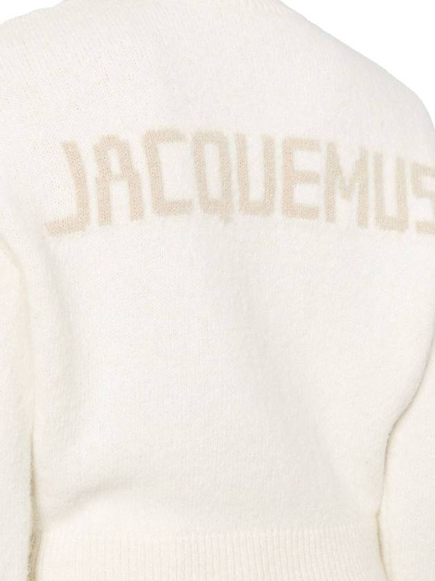 Intarsia Knit Logo Crew Neck Knit Top Ivory - JACQUEMUS - BALAAN 4