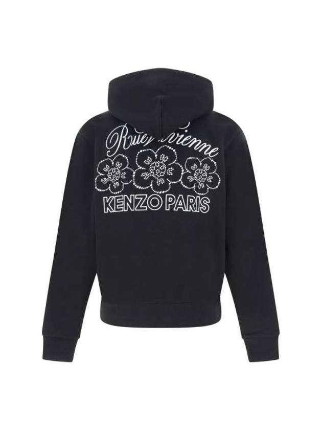 Logo Cotton Zip-Up Jacket Black - KENZO - BALAAN 3